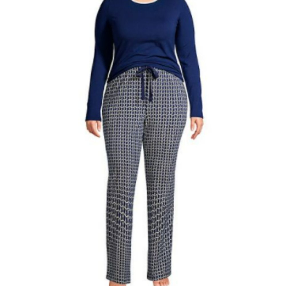 Lands' End Knit Navy Blue Lighthouse Pajama Pants Size Small